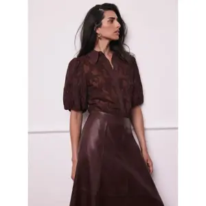 Mint Velvet Burgundy Jacquard Puff Sleeve Shirt